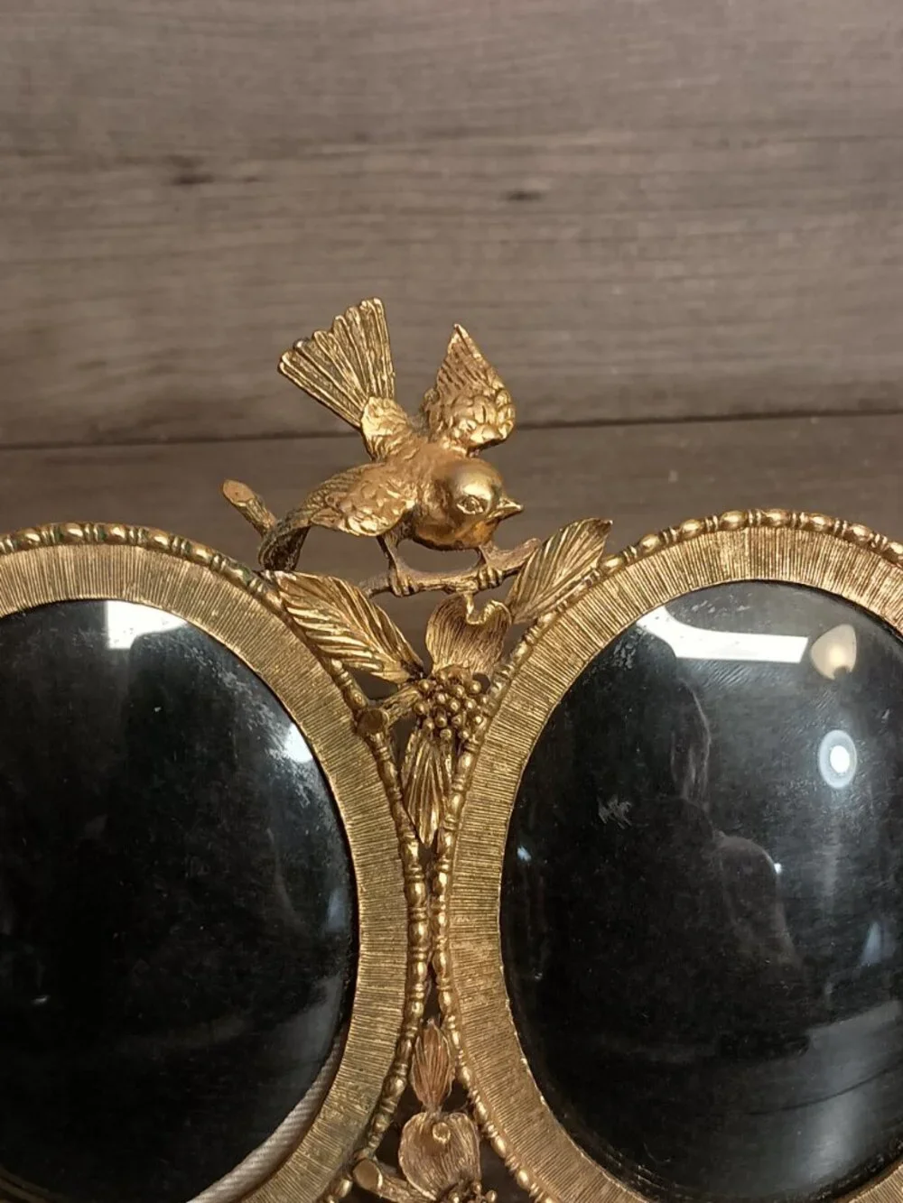 Vintage Matson 24KT Gold Plated Double Oval Miniature Picture Frame 6 3/8